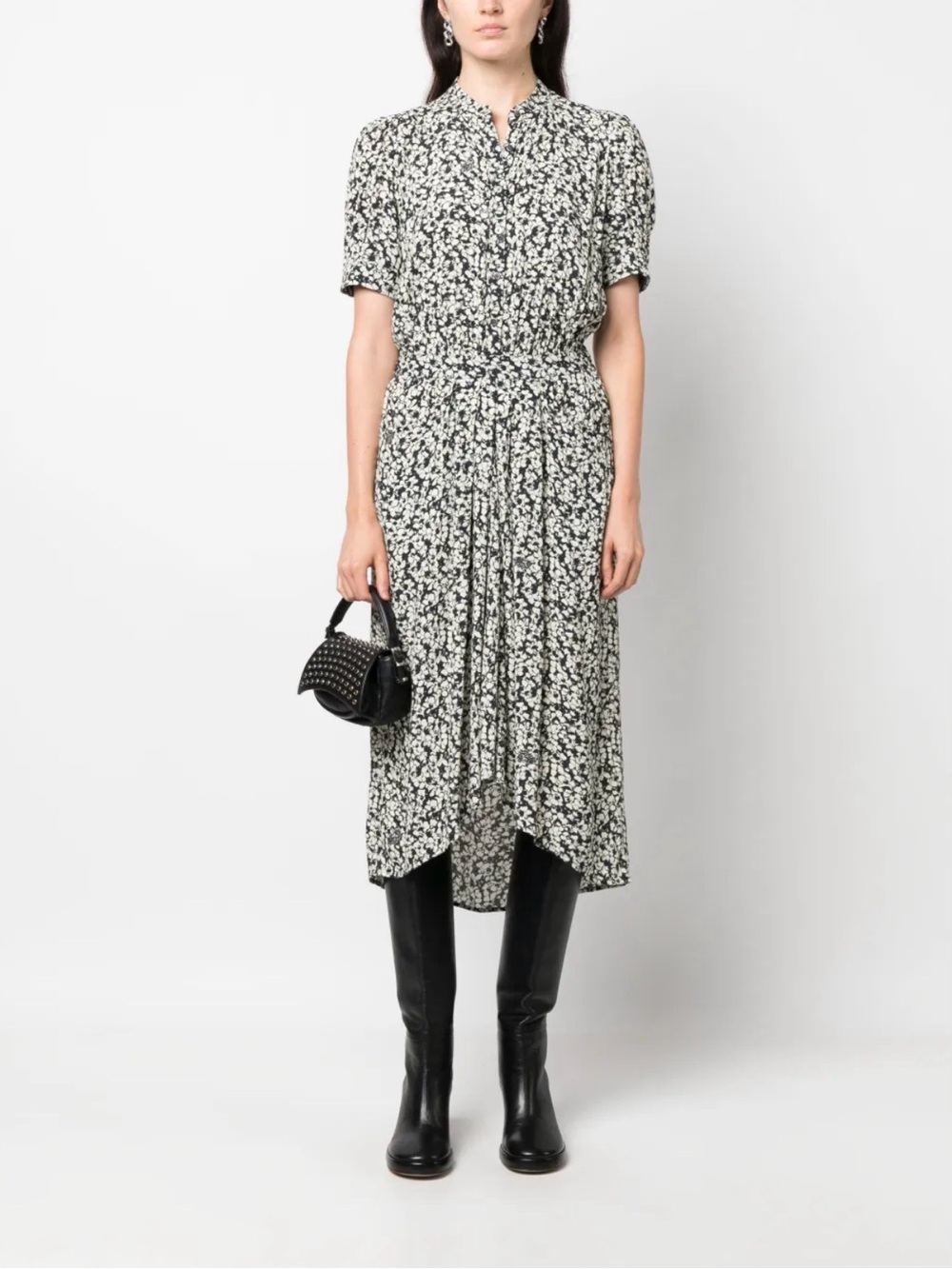Zadig & Voltaire Rima Black and White Floral Midi Dress